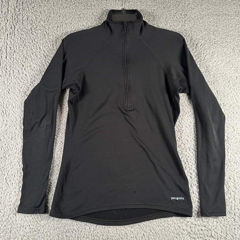 Patagonia Quarter Zip Capilene Performance Base Layer Womens M Black Hiking